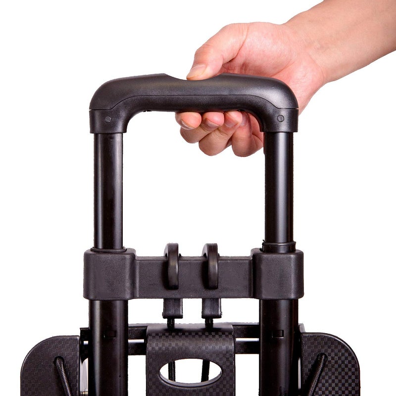 KINJOEK 40kg 88Lbs Folding Hand Truck Dolly, Foldable Luggage Cart for Luggage with 4 Wheels & Bungee Cord, Collapsible, Lightweight Compact Solid Construction Utility Cart for Travel, Black - Image 2